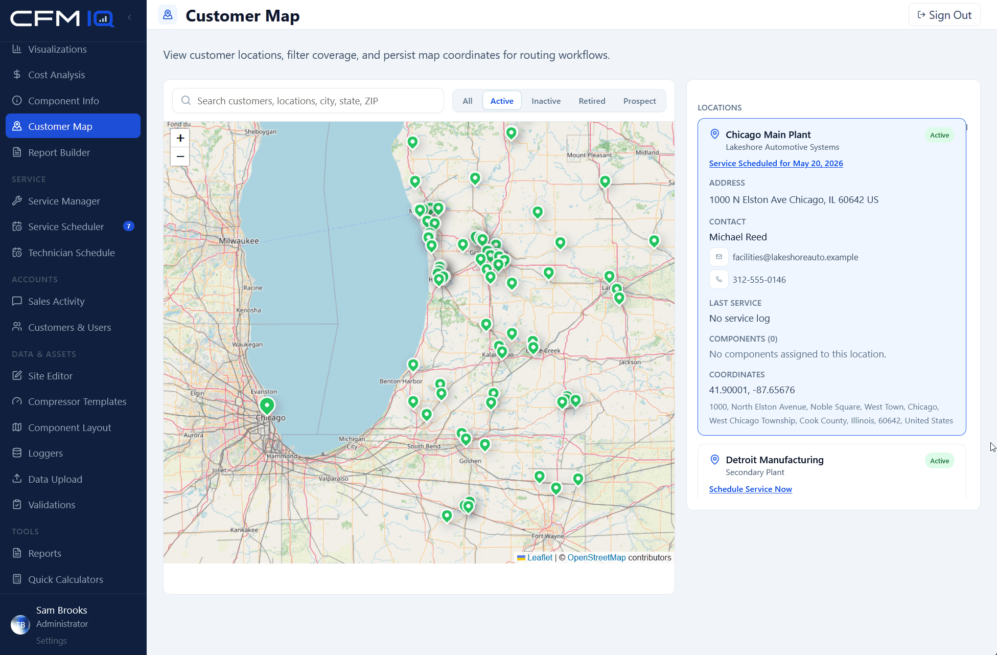 CFM-IQ customer map view